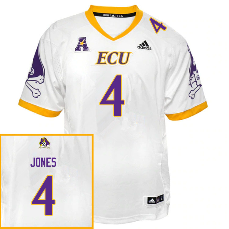 Men #4 Ryan Jones ECU Pirates College Football Jerseys Sale-White - Click Image to Close